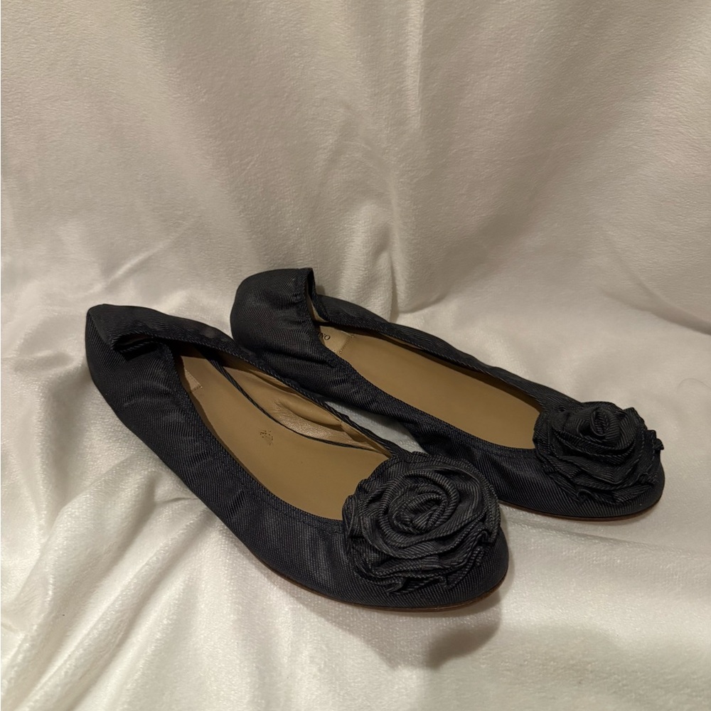 Authentic Valentino Denim Rosette Flats - Picture 3 of 4